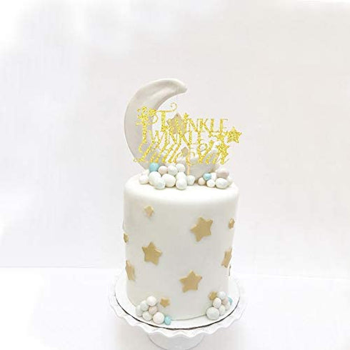 LaVenty Twinkle Twinkle Little Star Glittery Cake Topper Party Decoration Baby Shower Gender Reveal First Birthday Party Decor
