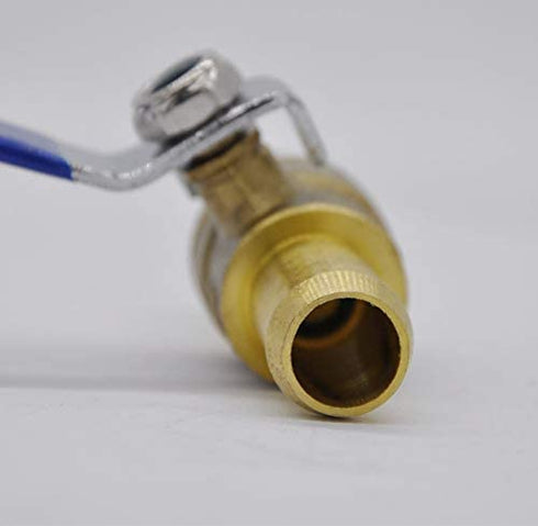 YOUHO 5/8 Hose Barb Straight Through Forged Brass Micro-Cut Ball Valve, heater hose shut off valve 5/8" Hose Barb x 5/8" Hose Barb, 180 Degree Operating Handle, Water, Oil, Gas, Fuel line Fittings