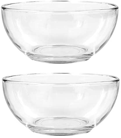 Clear Glass Bowls, 6 in. for Kitchen Prep, Dessert, Dips, Soups, Salads, Cereal, and Candy Dishes or Nut Bowls (2)