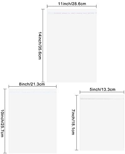 3 Mil Thick Crystal Clear Sleeves No Acid Storage Bags Transparent Sealing Bag for Art Photo Prints Framing Mats Mattes, 5 x 7 Inch, 8 x 10 Inch, 11 x 14 Inch (60 Pieces)