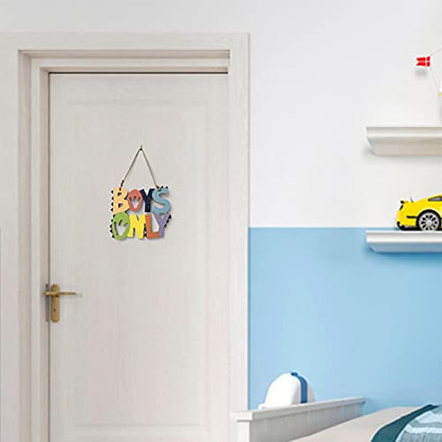 HnJOY Boys Only Wood Wall Decor Dino Paw - Dinosaur Theme Wooden Letters Plague - Children Room Decoration Animal Themed Sign - Nursery Playroom Decor for Kids Bed Room Door Hanging