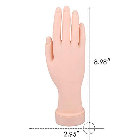 2Pcs Practice Hand for Acrylic Nails, Nail Art Training Hand,Fake Hand for Nails Practice, Flexible Bendable Manicure Hand Practice Tool