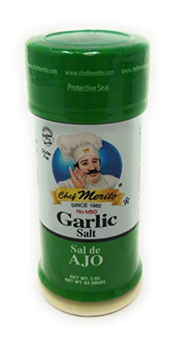 Chef Merito Mexican Seasoning Beef, Chicken, Fish, Garlic Salt Combo Pack 3 oz each. Great for dishes like Carne Asada, Chicken Fajitas, and Enchiladas, Grilled Meats, and Many More