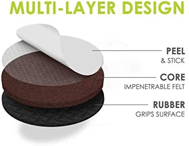 Slipstick GorillaPads CB149 Non-Slip Furniture Pads/Rubber Grippers (Set of 8) Self-Adhesive Furniture Feet Floor Protectors, 1-1/2 inch Round, Black