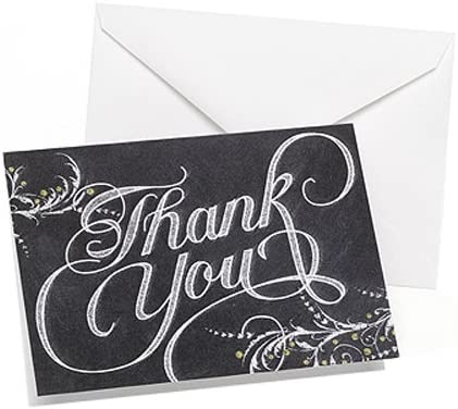 Hortense B. Hewitt 50-Count Whimsical Chalkboard Thank You Notes, 4.8 x 3.5-Inches