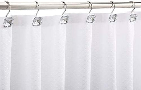 CHICTIE Diamond Shower Curtain Hooks,White Crystal Decorative Shower Curtain Rings,Set of 12 Stainless Steel Rust-Proof Square Rhinestones Shower Hooks Hangers for Bathroom