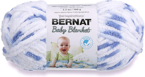 Bernat Baby Blanket Yarn, 3.5 oz, Gauge 6 Super Bulky, Little Denim Print