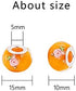 AIPRIDY 50Pcs 15x11mm Murano Large Hole Glass Beads with Silver Brass Cores European Beads for Jewelry Making (Orange)