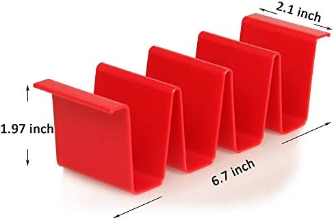 Youngever 8 Pack Plastic Taco Holder Stand, Dishwasher Top Rack Safe, Microwave Safe, Set of 8 Assorted Colors (Rainbow)