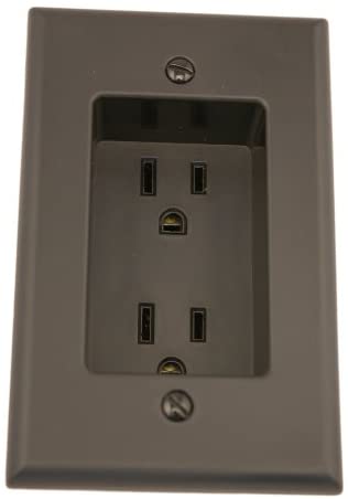 Leviton 689-E 15 Amp 1-Gang Recessed Duplex Receptacle, Residential Grade, with Screws Mounted to Housing, Black