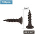 #8 x 3/4" Wood Screw 100PCS Black Phosphate Coated Stainless Flat Truss Head Fast Self Tapping Drywall Screws by SG TZH