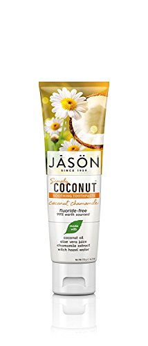Jason Simply Coconut Soothing Fluoride-Free Toothpaste, Coconut Chamomile, 4.2 Oz