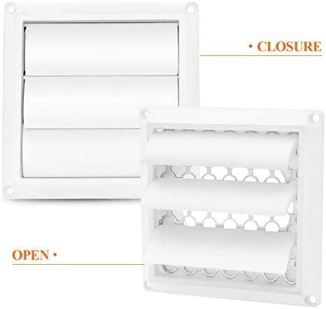 2 PACK Funmit 4 Inch Louvered Dryer Vent Cover Outdoor Including Metal Bird Guard Screen and 4 Screws for Easy to Install Compatible with 4" HVAC Exhaust Dryer Vent Duct Hose