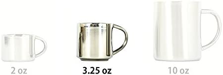 Silver Stainless Steel Double Wall Espresso Cups, XL, Set of 4