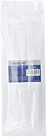 Hmrope 100pcs Cable Zip Ties White Heavy Duty 12 Inch, Premium Plastic Wire Ties Clear with 50 Pounds Tensile Strength, Self-Locking Nylon White Zip Ties for Indoor and Outdoor