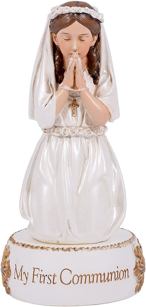 5.5" Kneeling Girl My First Communion Resin Figurine