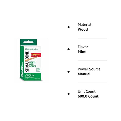 Stim-U-Dent Plaque Removers 24 Packs of 25 Picks/Pack (600 Picks) - Mint Flavor