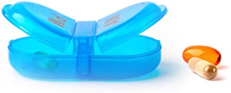 DEKE pill box organizer pocket small case holder,daily AM&PM containers. Medicine holder, ideal for medication, vitamin, supplement, perfect for travel, 2 times a day,round pillbox minder.Cute for Bag