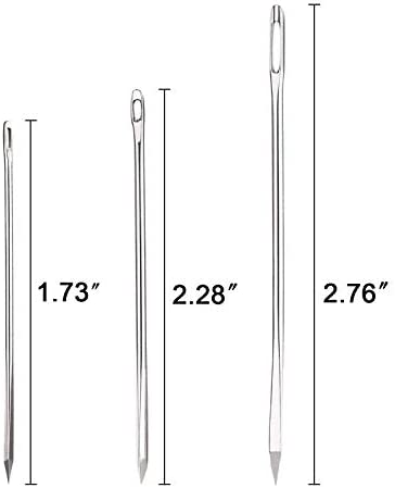 Hekisn Professional Large-Eye Leather Stitching Needle with 3 Different Sizes for Leather Projects with Storage Container (6 Pieces)