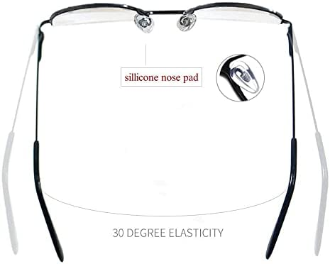 Viseng 2 Pairs Half Frame Reading Glasses for Women Men Slim Half Moon Lens Readers Metal Semi Rimless eyewear +3.0