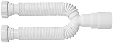 EASYDRAIN Ref. 505 DOUBLE KITCHEN SINK P-trap, Expandable & Flexible 1-½" with 2 female threaded Nuts on both sink outlets and 4 size options to connect to the wall drain: DN38 x DN40 x DN48 x DN50