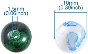 KISSITTY 200-Piece Mixed Painted Marble Design Glass Round Beads 10mm with 1.5mm Hole for DIY Jewelry Craft Making