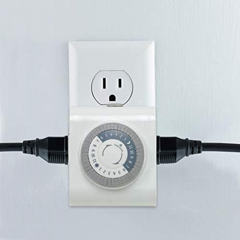 GE 24-Hour Heavy Duty Indoor Plug-in Mechanical Timer, 2 Grounded Outlets, 30 Minute Intervals, Daily On/Off Cycle, for Lamps, Seasonal, Christmas Tree Lights and Holiday Decorations, 15075