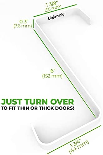 Unjumbly Over The Door Hooks, Set of 2 - Strong Hooks for Laundry Room Organization & Bathroom Storage - Over Door Towel Rack - Fits Wide & Thin Doors - White