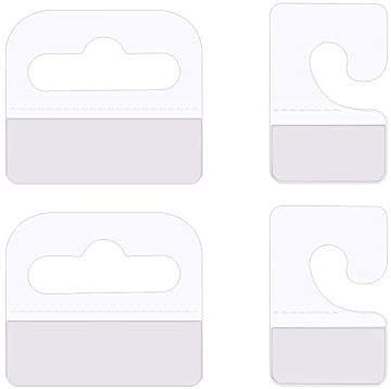 SnowTing 120Pcs Self Adhesive Plastic Hang Clear Tabs Hooks Display Card for Store Retail Display Slat Wall Hook Hangers, J-Hook & Slot Hole Pegboard Hang Tabs 2 Styles - Multiple Pack