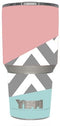 Skin Decal Vinyl Wrap for Yeti 30 oz Rambler Tumbler Skins Stickers Cover/ Pink Teal Gray Chevron pattern