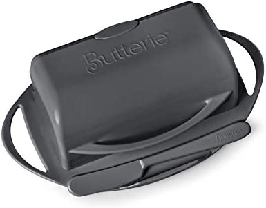 Butterie Flip-Top Butter Dish with Matching Spreader (Grey)