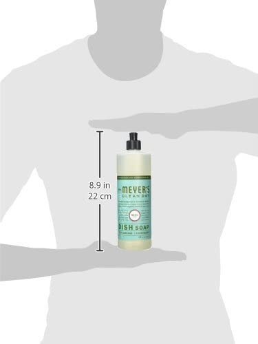 Mrs. Meyer's Dishwashing Liquid Dish Soap, Cruelty Free Formula, Basil Scent, 16 oz - Pack of 3