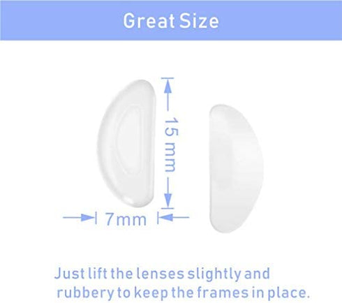 Silicone Eyeglass Nose Pads Sticky, Hypo-allergenic Adhesive Nose Grips for Glasses and Sunglasses 12 Pairs