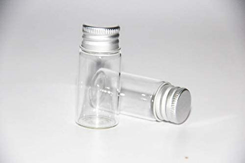 10Pcs Glass Sealed Bottle with Screw Aluminum Cap Clear Tiny Empty Sample Vials Glass Jars Containers Cute Wishes Bottle (15ml)