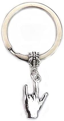 I love you sign language keychain, silver american sign keychain, love charm, ASL charm, sign language key ring,I love you ASL charm