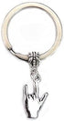 I love you sign language keychain, silver american sign keychain, love charm, ASL charm, sign language key ring,I love you ASL charm