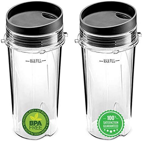 Blend Pro 16 Oz Cup Single Serve compatible With Nutri Ninja 16 Oz Cups BL770 BL780 BL660 Blender (2-Pack)