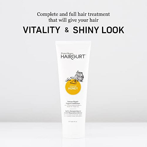 Hairgurt Intense Repair Yogurt Deep Conditioner - Almond-Honey - Natural Hair Care, Hair Products for Dry, Damaged, Frizzy Hair & Hair Growth - 237 ml / 8 oz