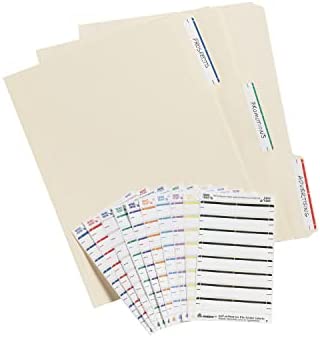 Avery File Folder Labels on 4" x 6" Sheets, Easy Peel, White/Green, Print or Write, 2/3" x 3-7/16", 252 Labels (5203)