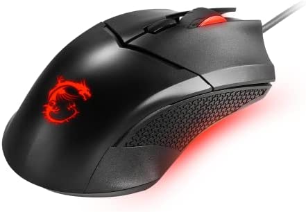MSI Clutch GM08 Gaming Mouse, 4200 DPI, Optical Sensor, 3 Adjustable Weights, Red LED Lighting, Symmetrical Design