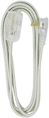 Woods 64598301 Decor Series 8-Foot Fabric Braided Indoor Extension Cord with Lighted Ends, 3 Polarized 2-Prong Outlets, Right Angle Plug, 125 Volts, Beige