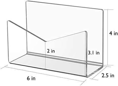 KTRIO Acrylic Mail Holder Mail Organizer Countertop, Letter Holder for Desk 6x2.5x4 Inches Envelope Holder Mail Sorter Stand for Home Office School