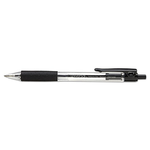 Universal Office Products 15530 Economy Retractable Ballpoint Pen Black Ink Clear Barrel 1.0 Mm Medium