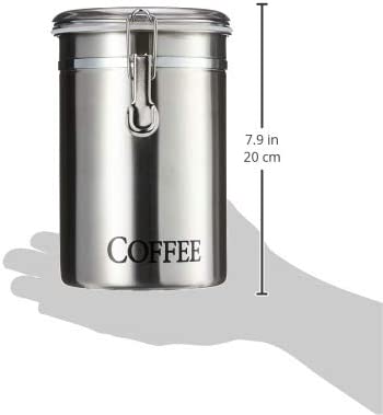 Oggi Coffee Canister, 5" x 7.75", Stainless Steel