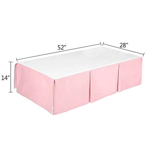 TILLYOU Pink Pleated Crib Bed Skirt for Baby Boys Girls, 100% Natural Soft Dust Ruffle, Standard Nursery Bedding Toddler Bedskirt Solid, 14" Drop