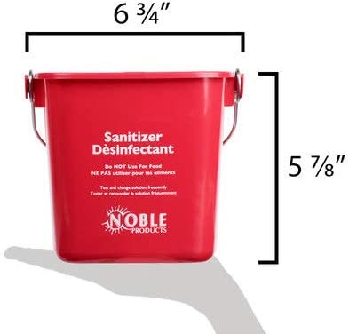 Small Red Sanitizing Bucket - 3 Quart Cleaning Pail - Set of 3 Square Containers