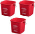 Small Red Sanitizing Bucket - 3 Quart Cleaning Pail - Set of 3 Square Containers