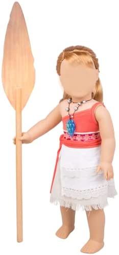 Dress Along Dolly Moana Inspired Princess Doll Outfit (5 Piece Set) - Costume Clothes & Accessories Include Necklace, Paddle, Top, Skirt, & Scarf - for 18" Dolls
