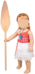 Dress Along Dolly Moana Inspired Princess Doll Outfit (5 Piece Set) - Costume Clothes & Accessories Include Necklace, Paddle, Top, Skirt, & Scarf - for 18" Dolls