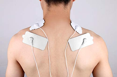 Belifu TENS Unit Electrode Pads Reusable Self-Adhesive Replacement Massage Pads Latex Free, Standard Connection Snap on 3.5mm Cable for Tens EMS Massager